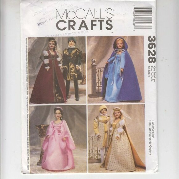 McCall's 3628 Fashion Doll Gowns Costumes Sewing Pattern - Picture 1 of 4